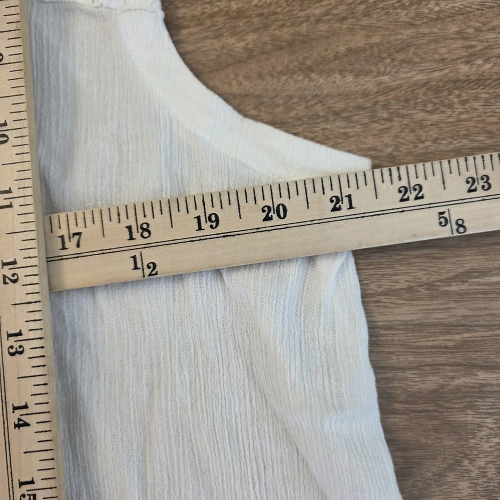 Lucky Brand Top Gauzy Eyelet Cutout Semi Sheer Button Down XLarge Shirt Boho - Picture 4 of 15